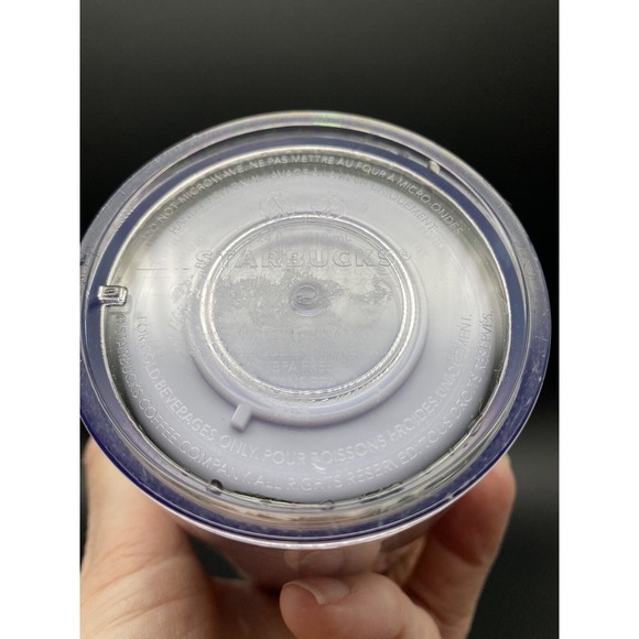 Starbucks 24oz Venti WHITE PINK SEQUIN Cold Cup Tumbler‎ 2020 Holiday Purple Top - Picture 3 of 6